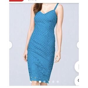 White House Black Market Crochet Slip Dress Sz 0 New Sleeveless Peacock Blue ￼